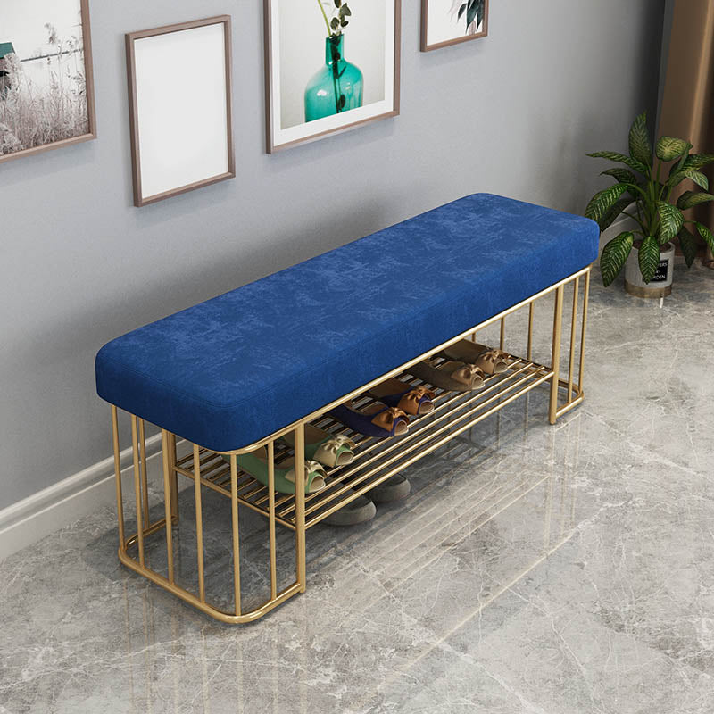 Glam Rectangle Seating Bench Cushioned Backless Entryway Bench with Storage Dark Blue Clearhalo 'Benches' 'Chairs & Seating' 'furn' 'furn_benches' 'Furniture' 'Living Room Furniture' 7239007