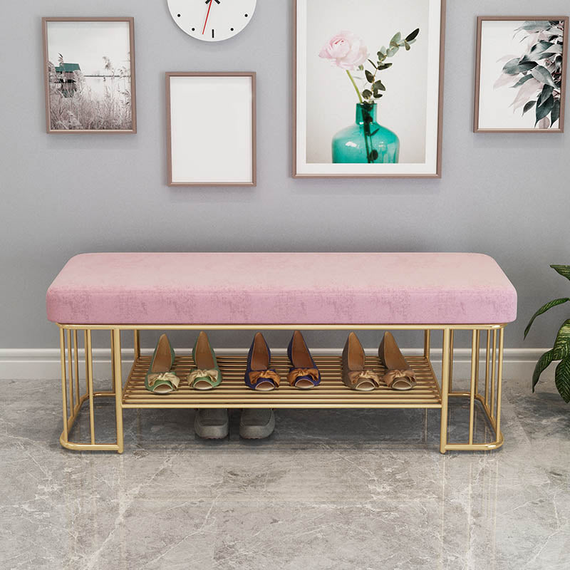 Glam Rectangle Seating Bench Cushioned Backless Entryway Bench with Storage Pink Clearhalo 'Benches' 'Chairs & Seating' 'furn' 'furn_benches' 'Furniture' 'Living Room Furniture' 7239011