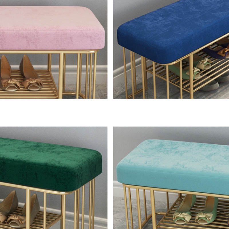 Glam Rectangle Seating Bench Cushioned Backless Entryway Bench with Storage Clearhalo 'Benches' 'Chairs & Seating' 'furn' 'furn_benches' 'Furniture' 'Living Room Furniture' 7239017