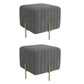 Contemporary Pouf Ottoman Velvet Upholstered Solid Color Square Ottoman with Metal Legs