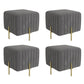 Contemporary Pouf Ottoman Velvet Upholstered Solid Color Square Ottoman with Metal Legs
