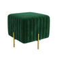 Contemporary Pouf Ottoman Velvet Upholstered Solid Color Square Ottoman with Metal Legs