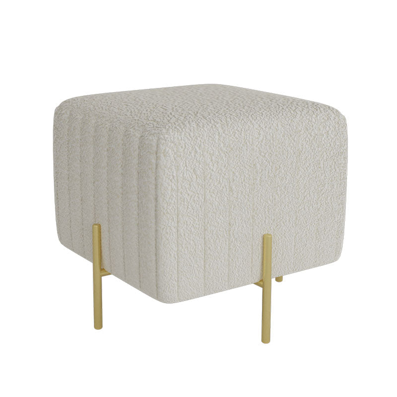 Contemporary Pouf Ottoman Velvet Upholstered Solid Color Square Ottoman with Metal Legs