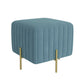Contemporary Pouf Ottoman Velvet Upholstered Solid Color Square Ottoman with Metal Legs