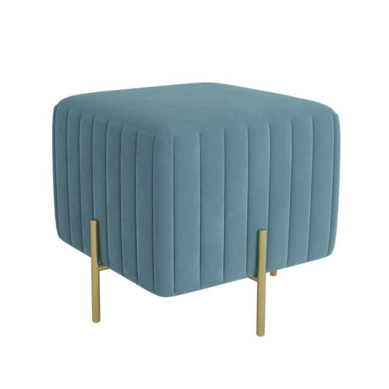 Pouf Pouf contemporain Ottoman carré de couleur unie en velours coulère avec des jambes métalliques