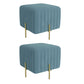 Contemporary Pouf Ottoman Velvet Upholstered Solid Color Square Ottoman with Metal Legs