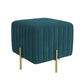 Contemporary Pouf Ottoman Velvet Upholstered Solid Color Square Ottoman with Metal Legs