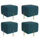 Contemporary Pouf Ottoman Velvet Upholstered Solid Color Square Ottoman with Metal Legs