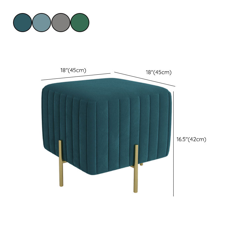 Pouf Pouf contemporain Ottoman carré de couleur unie en velours coulère avec des jambes métalliques