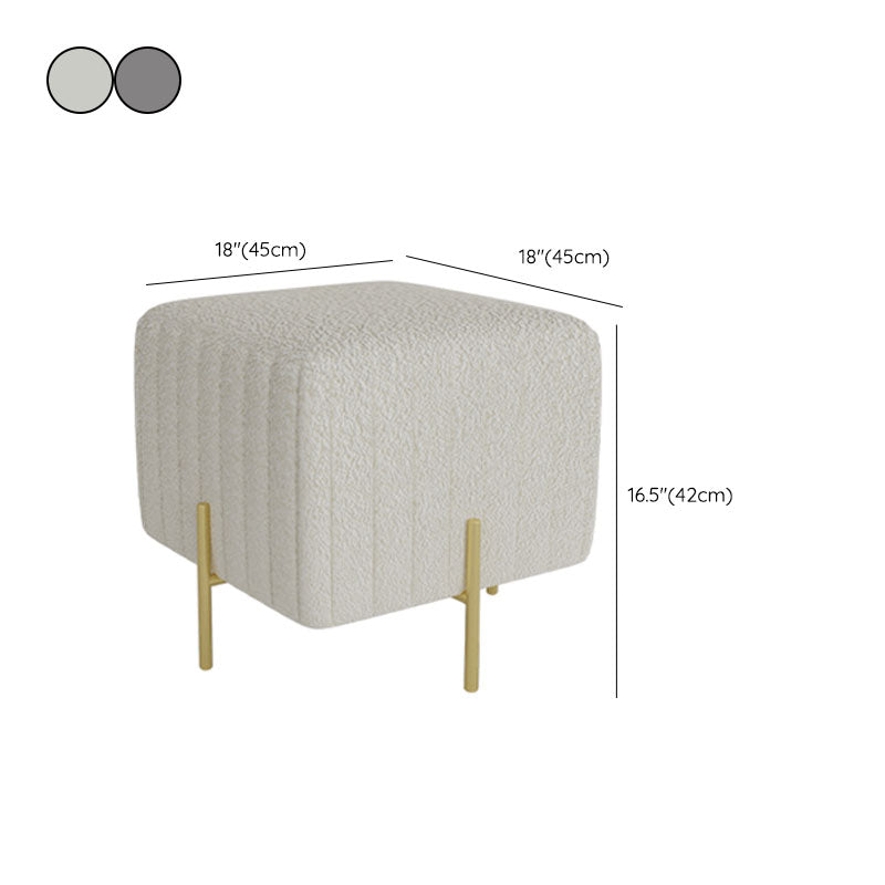 Contemporary Pouf Ottoman Velvet Upholstered Solid Color Square Ottoman with Metal Legs