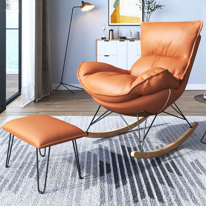 Simple Style Lounge Leisure Lazy Sofa Chair Bedroom Chaise Rocking Chair Rocking Chair with Ottomans Orange Clearhalo 'Chairs & Seating' 'furn' 'furn_rocking_chairs' 'Furniture' 'Living Room Furniture' 'Rocking Chairs' 'rocking_chairs' 7239075