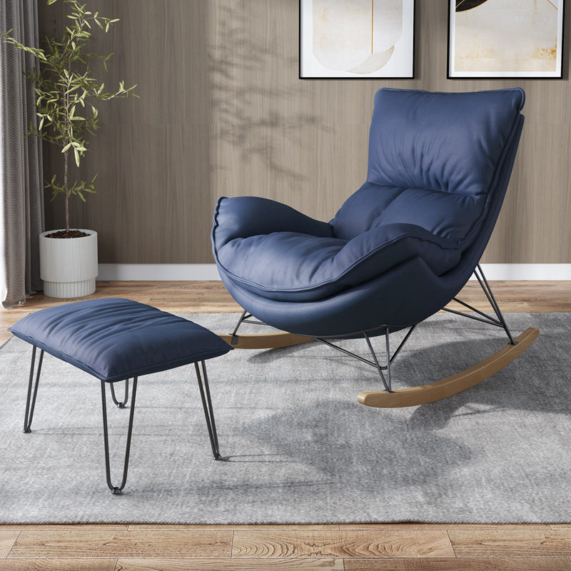 Simple Style Lounge Leisure Lazy Sofa Chair Bedroom Chaise Rocking Chair Rocking Chair with Ottomans Blue Clearhalo 'Chairs & Seating' 'furn' 'furn_rocking_chairs' 'Furniture' 'Living Room Furniture' 'Rocking Chairs' 'rocking_chairs' 7239076