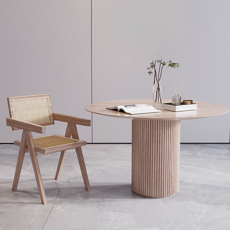 Juego de comedor de estilo moderno 1/2/3/5 PCS Mesa de comedor de madera maciza redonda con sillas sólidas