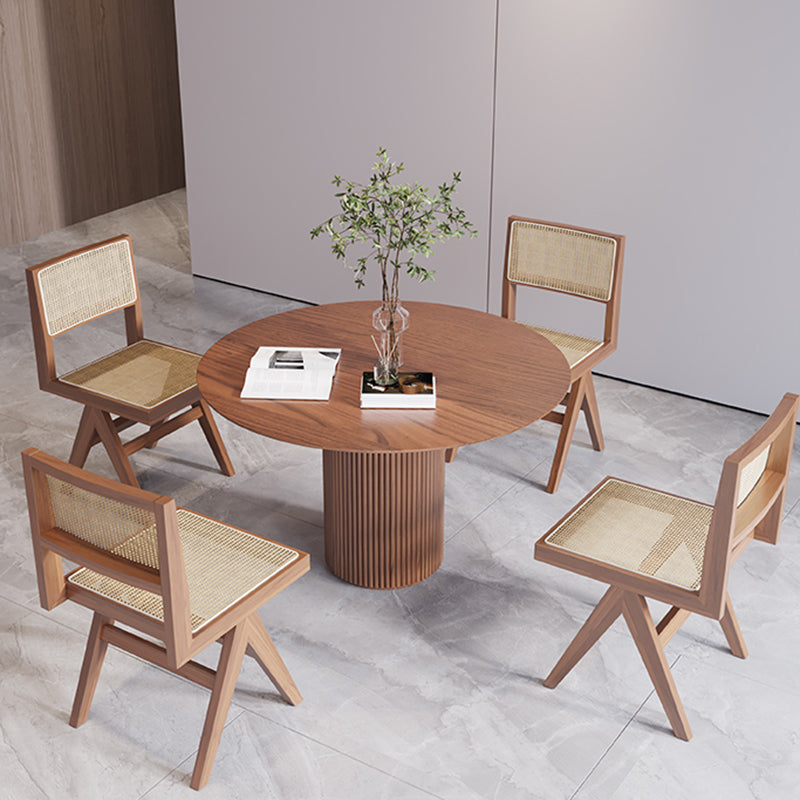Juego de comedor de estilo moderno 1/2/3/5 PCS Mesa de comedor de madera maciza redonda con sillas sólidas