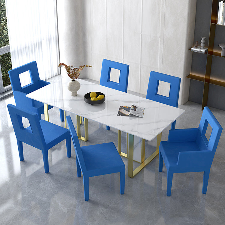 Juego de comedor de estilo glamoroso 1/5/7 PCS Juego de comidas con mesa de piedra rectangular