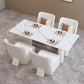 Contemporary Stone Furniture 1/5 Pcs Dining Room Table Set for Home 5 Pieces: White Table, 4 Chairs Clearhalo 'Dining Room Sets' 'Dining Tables & Seating' 'dining_room_set' 'furn' 'furn_dining_room_set' 'Furniture' 'Kitchen & Dining Furniture' 7239511