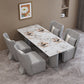 Contemporary Stone Furniture 1/5 Pcs Dining Room Table Set for Home 5 Pieces: Grey Table, 4 Chairs Clearhalo 'Dining Room Sets' 'Dining Tables & Seating' 'dining_room_set' 'furn' 'furn_dining_room_set' 'Furniture' 'Kitchen & Dining Furniture' 7239516