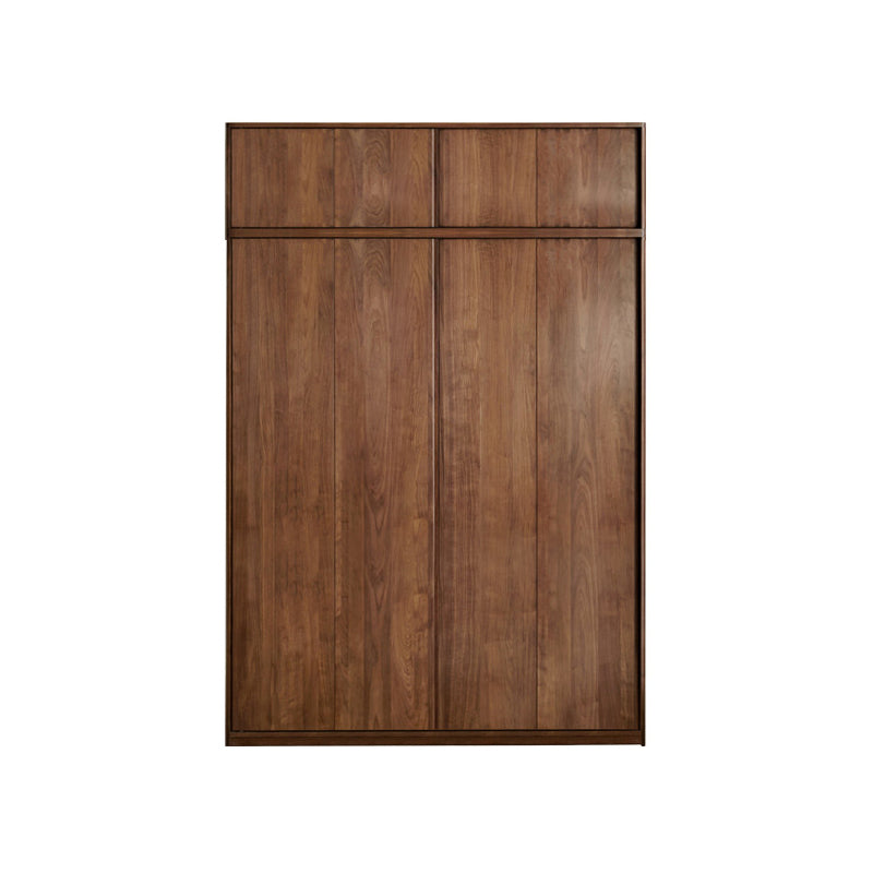 Walnut Solid Wood Wardrobe Freestanding Wardrobe with Sliding Doors