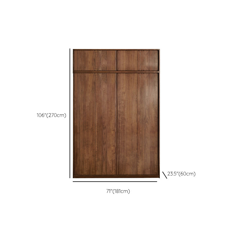 Walnut Solid Wood Wardrobe Freestanding Wardrobe with Sliding Doors