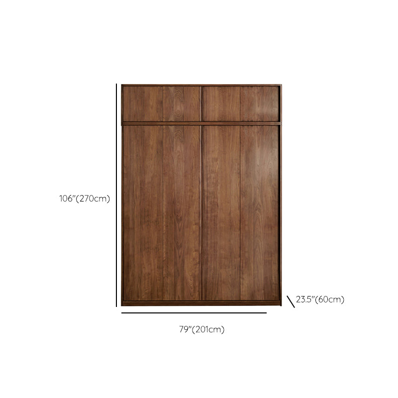 Walnut Solid Wood Wardrobe Freestanding Wardrobe with Sliding Doors