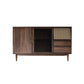 Sideboard marrone a buffet in legno massiccio contemporaneo con 2 cassetti