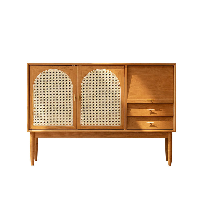 Tavolo a buffet in legno massiccio marrone contemporaneo con 2 cassetti