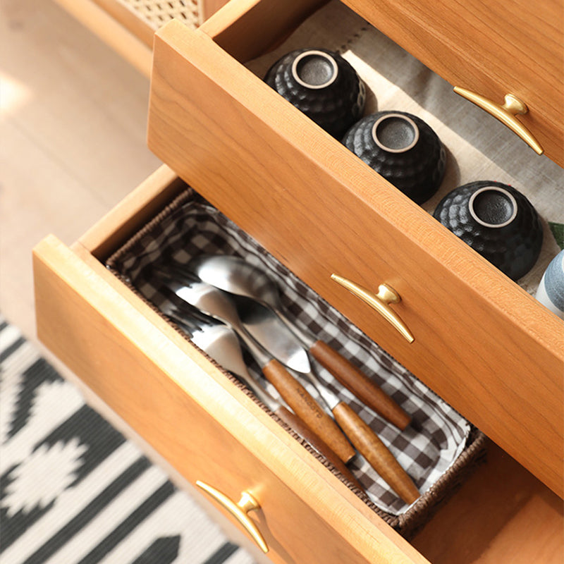 Tavolo a buffet in legno massiccio marrone contemporaneo con 2 cassetti