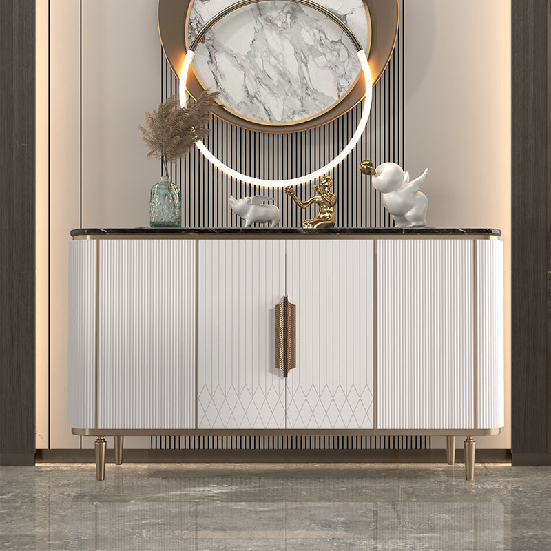 Gambe metalliche Sideboard bianca Tabella 35,4 "supporto a buffet alto con archiviazione