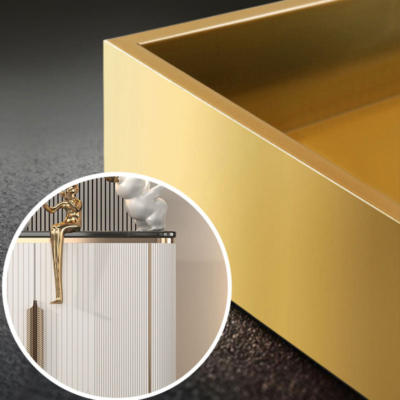 Gambe metalliche Sideboard bianca Tabella 35,4 "supporto a buffet alto con archiviazione