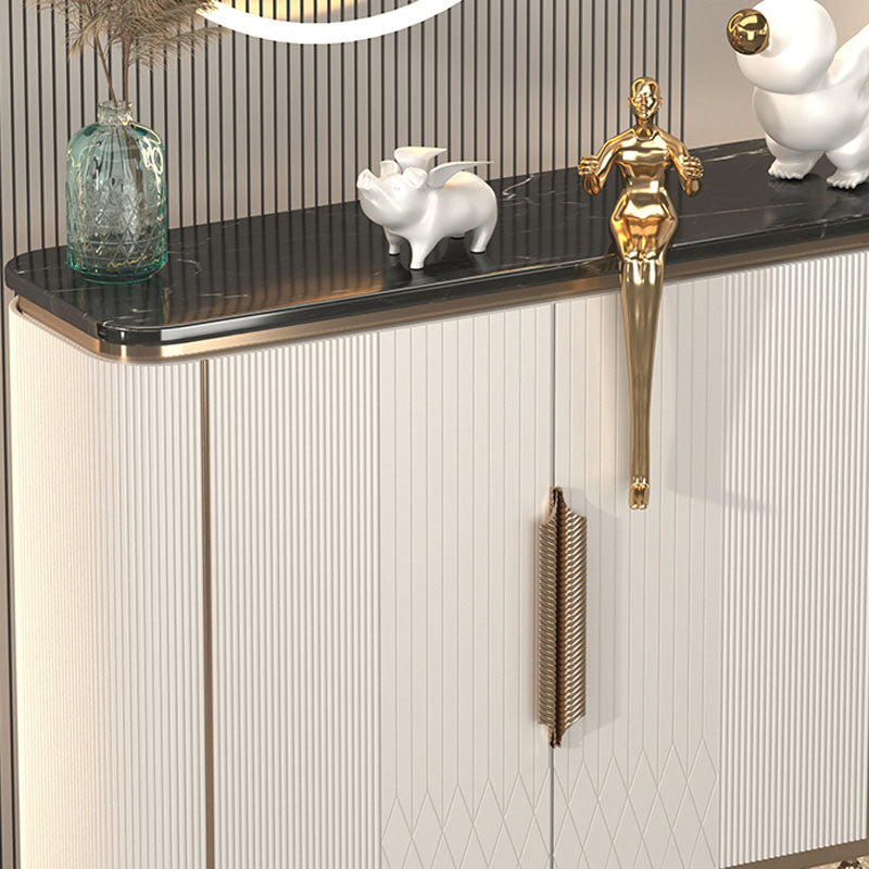 Gambe metalliche Sideboard bianca Tabella 35,4 "supporto a buffet alto con archiviazione