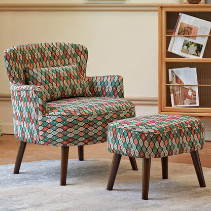 Fixed Back Accent Room Chair Arms Included Lounge Accent Chair with Pillow