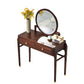 Traditions Solid Wood Vanity Set with Stool Set Brown Dresser with 2-Drawer and Mirror