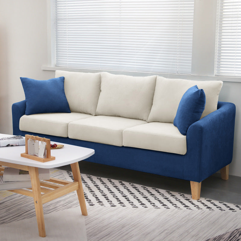 27" Wide Contemporary Sofa Fabric 3 Seater Pillows Cushions Seating Dark Blue White Clearhalo 'furn' 'furn_sofas' 'Furniture' 'Living Room Furniture' 'Sofa' 'sofas' 7240228