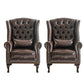 Traditional Rolled Arms Wingback Chair Tufted Back Nailhead Trim Chair
