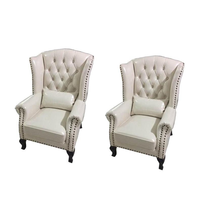 Traditional Rolled Arms Wingback Chair Tufted Back Nailhead Trim Chair