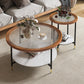 Glass & Slate Round Coffee Table Set Tropical Shelf Included Cocktail Table Clear Clearhalo 'Coffee & Accent Tables' 'Coffee Tables' 'coffee_tables' 'furn' 'furn_coffee_tables' 'Furniture' 'Living Room Furniture' 7240333