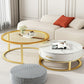 Gold Glass Top Coffee Table Set Frame Cocktail Table with Drawers Clearhalo 'Coffee & Accent Tables' 'Coffee Tables' 'coffee_tables' 'furn' 'furn_coffee_tables' 'Furniture' 'Living Room Furniture' 7240352