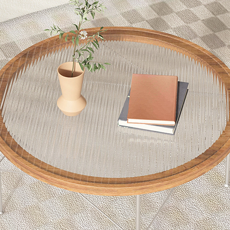 Tropical Style Glass Coffee Table Round 4 Legs Cocktail Table Clearhalo 'Coffee & Accent Tables' 'Coffee Tables' 'coffee_tables' 'furn' 'furn_coffee_tables' 'Furniture' 'Living Room Furniture' 7240374