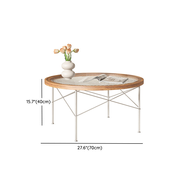 Tropical Style Glass Coffee Table Round 4 Legs Cocktail Table Clearhalo 'Coffee & Accent Tables' 'Coffee Tables' 'coffee_tables' 'furn' 'furn_coffee_tables' 'Furniture' 'Living Room Furniture' 7240377
