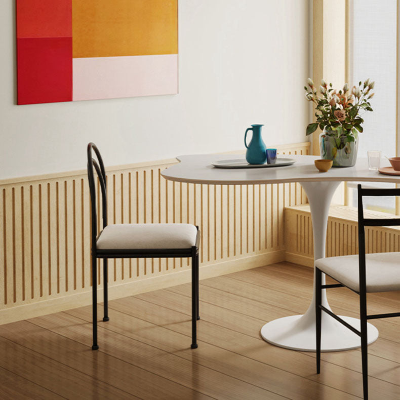 Industrial Style Armless Dining Chair Metal Frame Open Back Dining Chair for Bedroom