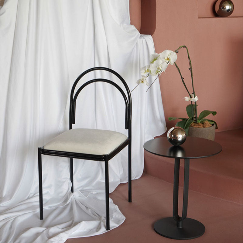 Industrial Style Armless Dining Chair Metal Frame Open Back Dining Chair for Bedroom