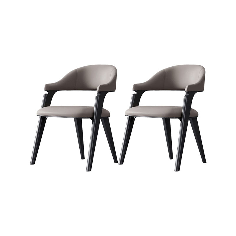 Industrial Style Arm Dining Chair Faux Leather Open Back Dining Chair for Bedroom Black 2 Piece Set Clearhalo 'Dining Chairs' 'Dining Tables & Seating' 'dining_chair' 'furn' 'furn_dining_chair' 'Furniture' 'Kitchen & Dining Furniture' 7240641