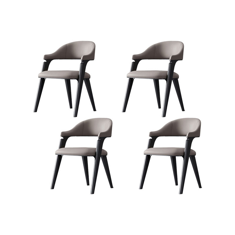 Industrial Style Arm Dining Chair Faux Leather Open Back Dining Chair for Bedroom Black 4 Piece Set Clearhalo 'Dining Chairs' 'Dining Tables & Seating' 'dining_chair' 'furn' 'furn_dining_chair' 'Furniture' 'Kitchen & Dining Furniture' 7240643