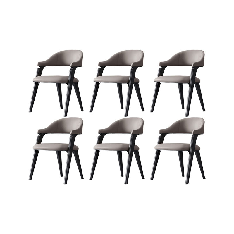 Industrial Style Arm Dining Chair Faux Leather Open Back Dining Chair for Bedroom Black 6 Piece Set Clearhalo 'Dining Chairs' 'Dining Tables & Seating' 'dining_chair' 'furn' 'furn_dining_chair' 'Furniture' 'Kitchen & Dining Furniture' 7240646