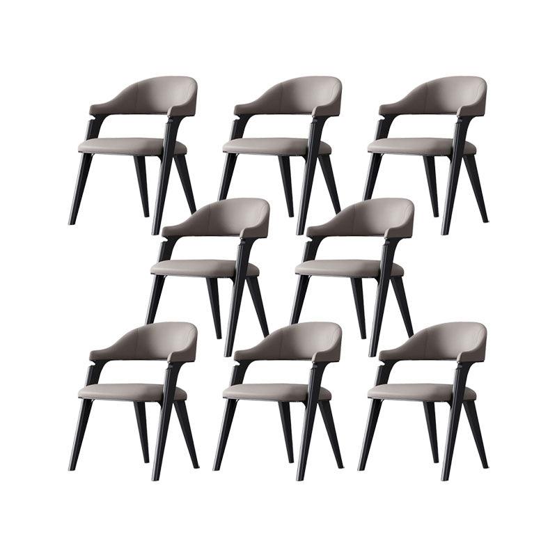 Industrial Style Arm Dining Chair Faux Leather Open Back Dining Chair for Bedroom Black 8 Piece Set Clearhalo 'Dining Chairs' 'Dining Tables & Seating' 'dining_chair' 'furn' 'furn_dining_chair' 'Furniture' 'Kitchen & Dining Furniture' 7240648