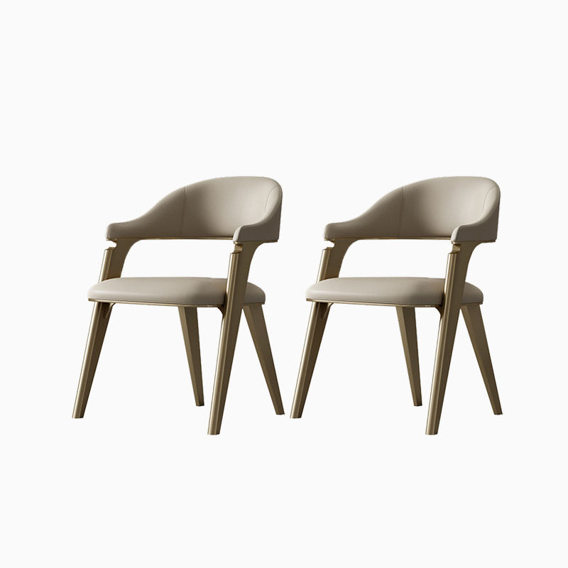 Industrial Style Arm Dining Chair Faux Leather Open Back Dining Chair for Bedroom Gold 2 Piece Set Clearhalo 'Dining Chairs' 'Dining Tables & Seating' 'dining_chair' 'furn' 'furn_dining_chair' 'Furniture' 'Kitchen & Dining Furniture' 7240651