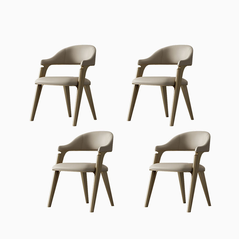 Industrial Style Arm Dining Chair Faux Leather Open Back Dining Chair for Bedroom Gold 4 Piece Set Clearhalo 'Dining Chairs' 'Dining Tables & Seating' 'dining_chair' 'furn' 'furn_dining_chair' 'Furniture' 'Kitchen & Dining Furniture' 7240653