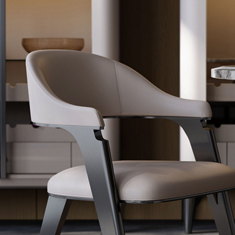 Industrial Style Arm Dining Chair Faux Leather Open Back Dining Chair for Bedroom Clearhalo 'Dining Chairs' 'Dining Tables & Seating' 'dining_chair' 'furn' 'furn_dining_chair' 'Furniture' 'Kitchen & Dining Furniture' 7240654