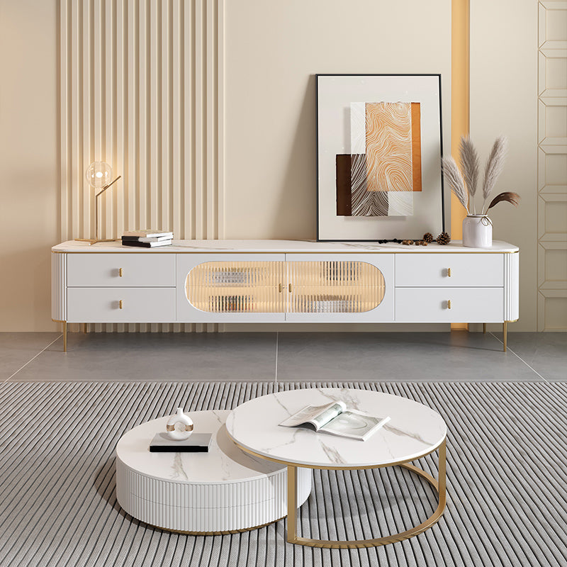 Modern TV Console Stone Media Console TV Stand with 4 Drawers Clearhalo 'furn' 'furn_tv_stands_entertainment_centers' 'Furniture' 'Living Room Furniture' 'TV Stands & Entertainment Centers' 'TV Stands & Media Storage Furniture' 'tv_stands_entertainment_centers' 7240873