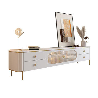 Modern TV Console Stone Media Console TV Stand with 4 Drawers 87"L x 15"W x 19"H Clearhalo 'furn' 'furn_tv_stands_entertainment_centers' 'Furniture' 'Living Room Furniture' 'TV Stands & Entertainment Centers' 'TV Stands & Media Storage Furniture' 'tv_stands_entertainment_centers' 7240876